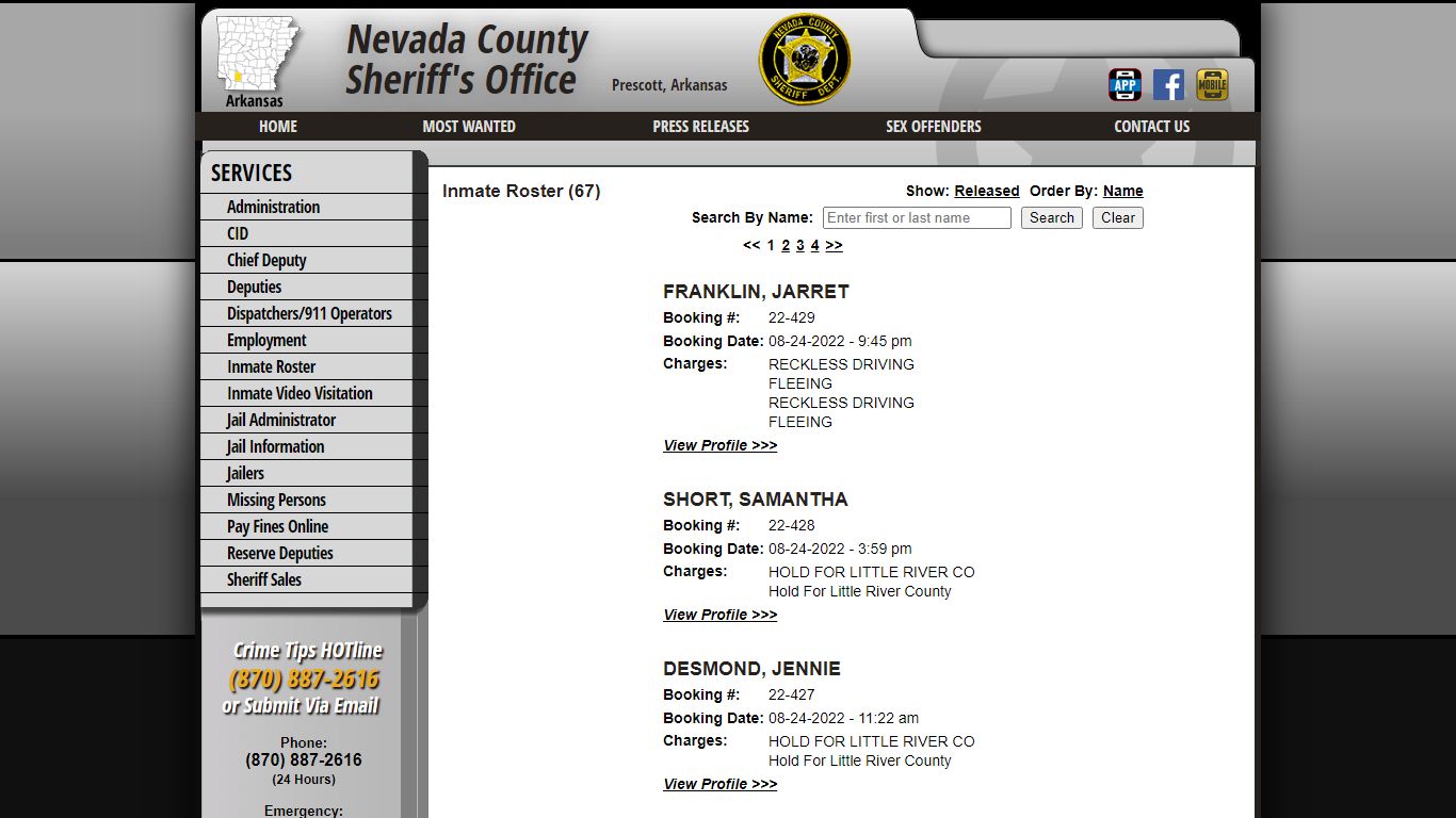 Inmate Roster - Current Inmates Booking Date Descending - Nevada County ...